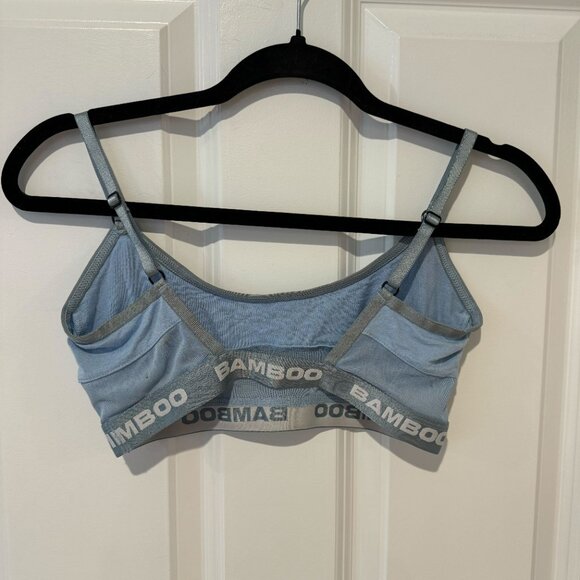 Light Blue Bamboo Banded‎ Mesh Lounge Bra - Size Small - Picture 3 of 4